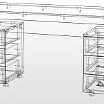 Чертеж Стол с двумя тумбами Софи BMS