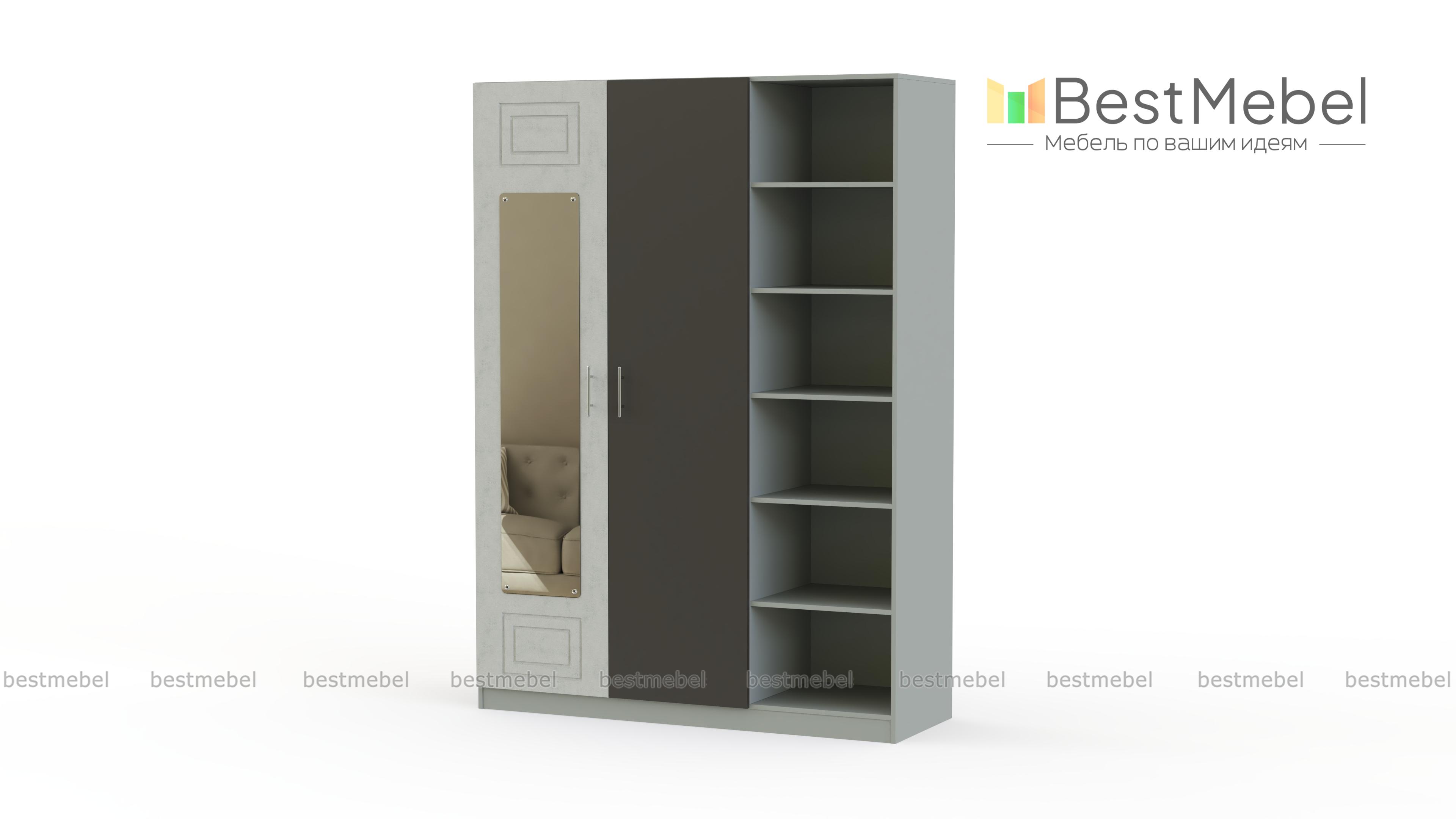 Шкаф с зеркалом Анастасия 4 BMS - Фото