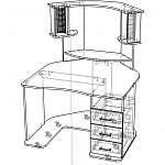 Чертеж Угловой компьютерный стол Веста 20-16 BMS