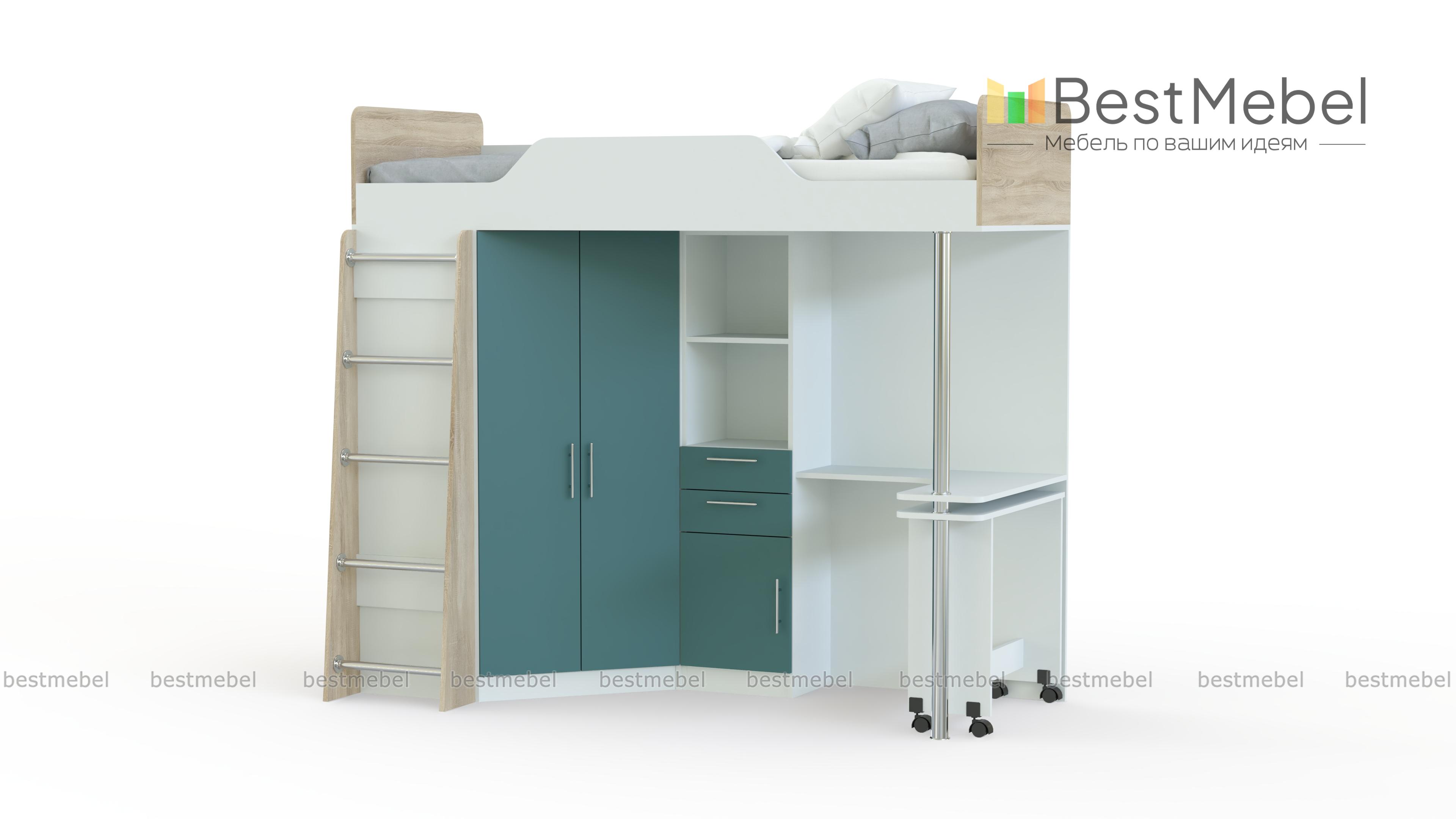 Кровать-чердак со столом Ника 427 BMS - Фото