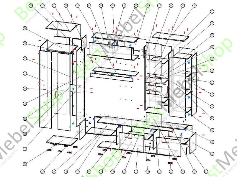 Схема сборки стенки монтана много мебели